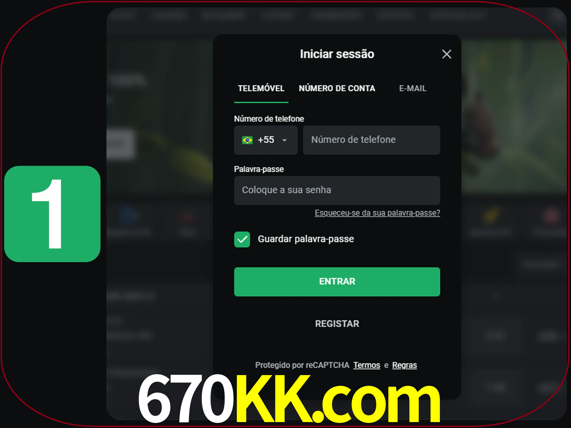 Clique no botão Entrar.